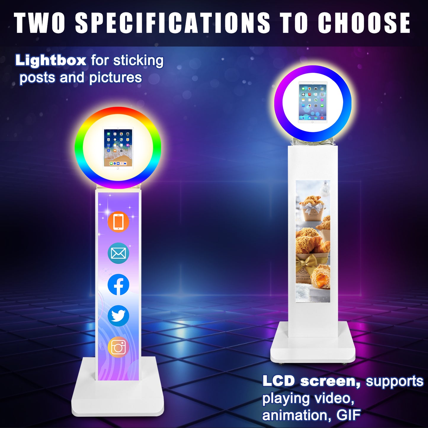 ROOMEDAL Portable iPad Photo Booth, Metal Shell Selfie photobooth Machine for 12.9'' iPad with RGB Ring Light,Free Custom Logo,Remote Control,Flight Case,for Parties,Wedding,Exhibition,Rental Business